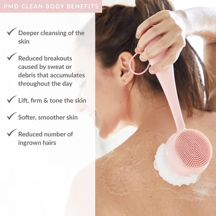 Устройство Pmd Beauty PMD Clean Body Smart Body Cleansing Device с силиконовой щеткой и тремя сменными насадками с водонепроницаемой вибрацией SonicGlow