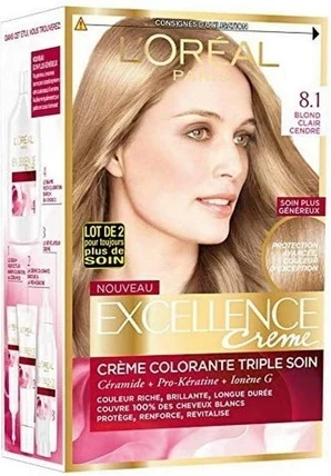 Стойкая краска для волос L'Oreal Professional Excellence Тройной Уход Светлый Пепельный Блонд
