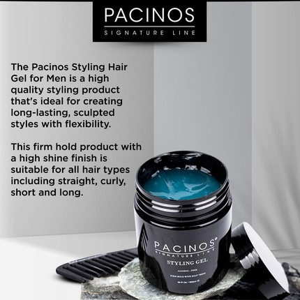 Hair Styling Gel Pacinos Firm Hold & Shine Finish Water Soluble Formula