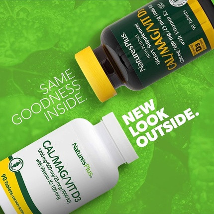 Добавка Nature's Plus Кальций/Магний/Вит D3 с Витамином К2 для Здоровья Костей