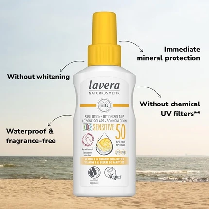 Солнцезащитный крем Lavera Kids' Sensitive Молочко для загара SPF 50