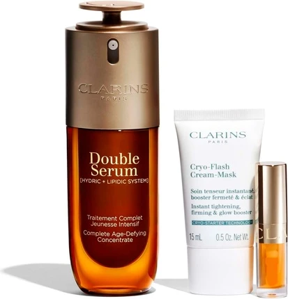Коллекция продуктов для ухода за лицом Clarins Double Serum