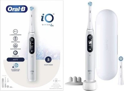 Электрическая зубная щетка BRAUN Oral-B iO 6 Вибрирующая зубная щетка для взрослых Белая