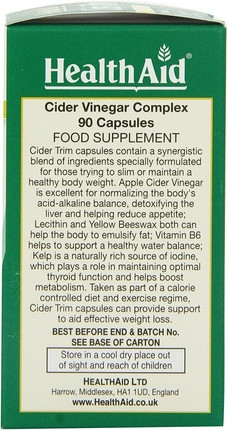 Капсулы Health Aid Cider Trim с Лецитином и Яблочным Уксусом