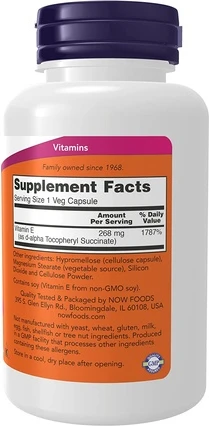Капсулы Now Foods Сухой E400 d Альфа-токоферол