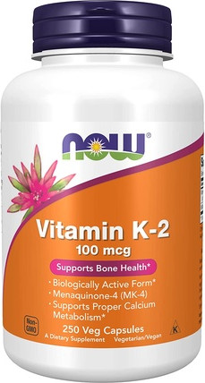 Витаминная сыворотка Now Foods 100мкг Витамин К-2 250 вегетарианских капсул