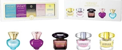 Набор ароматов Versace Dylan Turquoise Eau De Parfum, Dylan Purple Eau De Parfum, Crystal Noir Eau De Toilette, Bright Crystal Eau De Parfum, Yellow Diamond Eau De Toilette