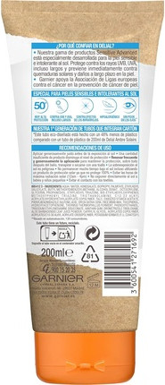 Защитное молочко Garnier Sensitive Advanced Protective Milk SPF 50