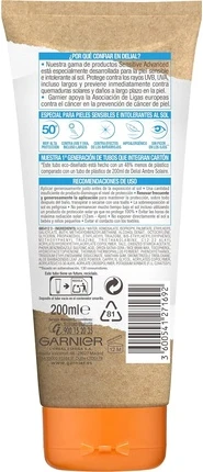 Защитное молочко Garnier Sensitive Advanced Protective Milk SPF 50