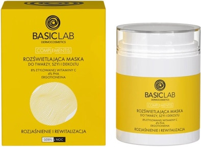 Маска Basiclab Осветляющая для Лица, Шеи и Зоны Декольте