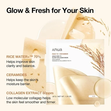 Ночная маска для лица Anua Glow Collagen для эффекта «стеклянной кожи»