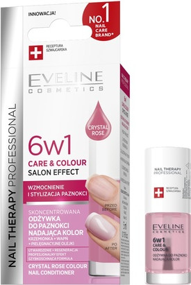 Concentrated Nail Treatment Eveline Cosmetics Nail Therapy 6 In 1 Care & Colour Crystal Rose