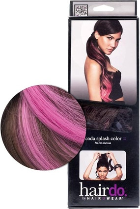 Накладной хвост Hairdo Color Splash Каштановый Розовый Фуксия 58см