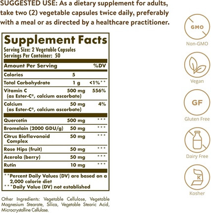 Растительные Капсулы Solgar Комплекс Кверцетина с Ester-C Plus