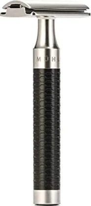 Бритва с прямым лезвием Mühle ROCCA Traditional Safety Razor R 96 с закрытым гребнем – Черная рукоятка из нержавеющей стали