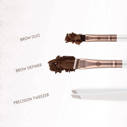 Набор кистей Luvia Luvia Prime Brow Kit с пинцетом и 3 веганскими косметическими кистями