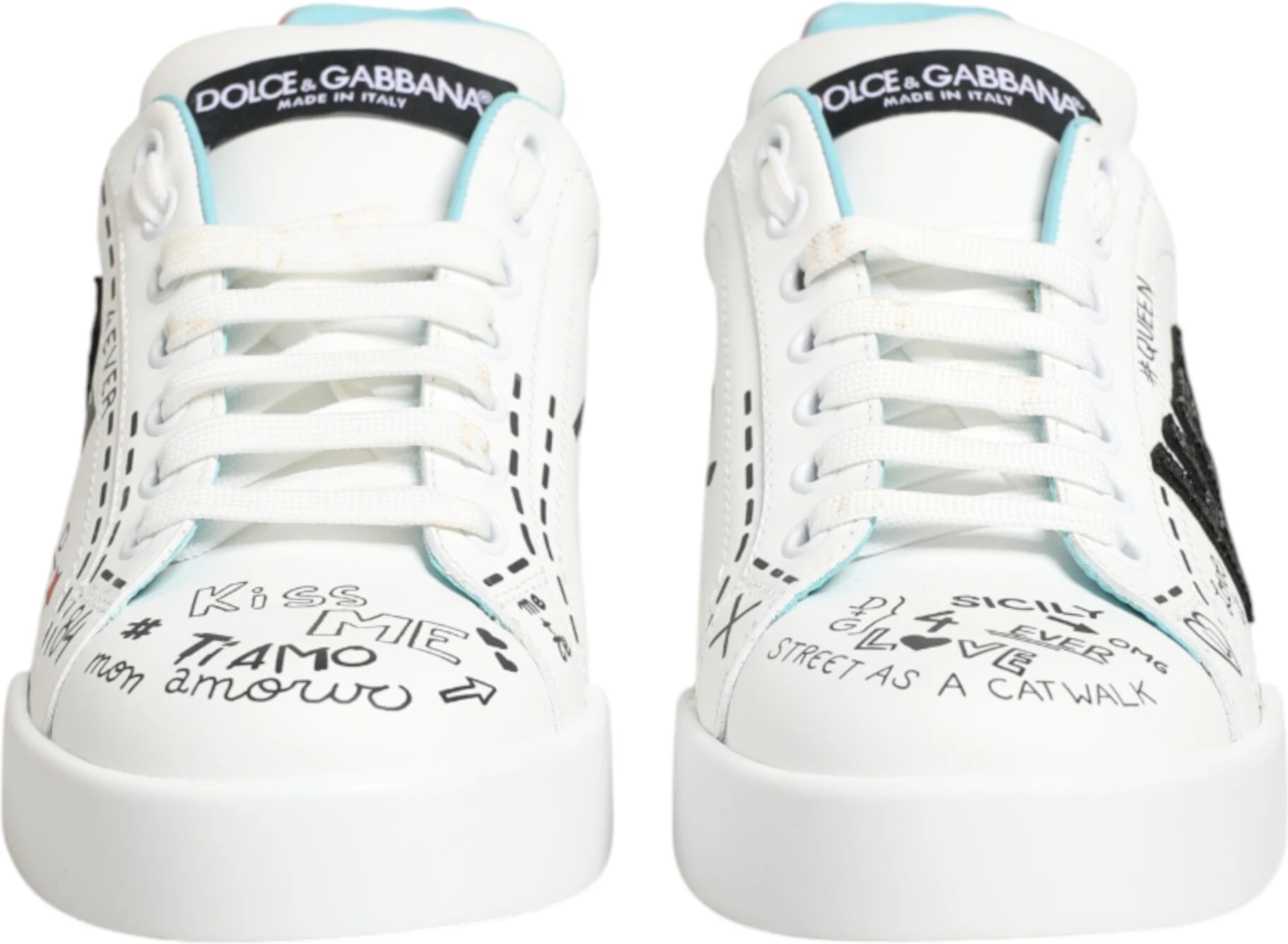 Белые кожаные кроссовки Dolce & Gabbana