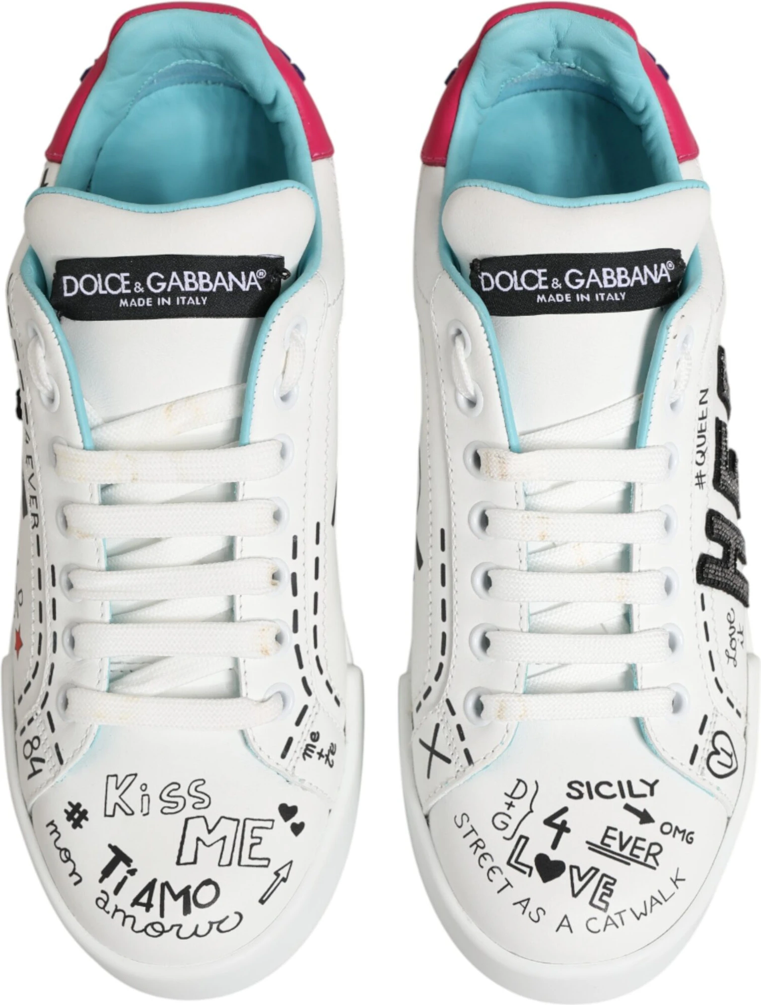 Белые кожаные кроссовки Dolce & Gabbana