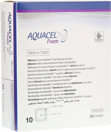 Самоклеящийся квадратный пенный перевязочный материал AQUACEL Ag