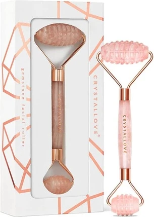 Массажный Роллер для Лица Crystalove Quartz 3D Roller Pink