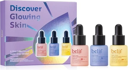 Набор для ухода за кожей лица Belif Super Drops Discover Glowing Skin Mini Kit Подарочный набор дорожного размера