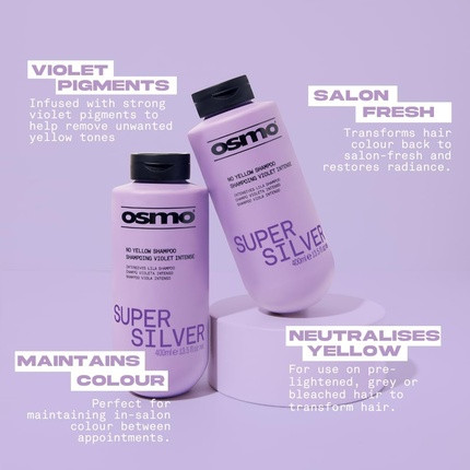 Шампунь Osmo Super Silver с фиолетовым пигментом против желтизны и медного оттенка