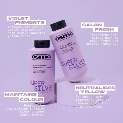 Шампунь Osmo Super Silver с фиолетовым пигментом против желтизны и медного оттенка