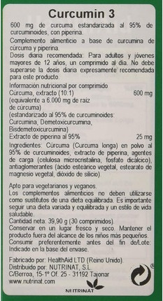 Таблетки для здоровья Health Aid Куркумин