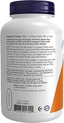 Сыворотка с витаминами из масла печени трески Now Foods