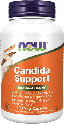 NOW Foods Candida Support Капсулы с Пау Д’Арко, Маслом Орегано, Черным Орехом и Каприловой Кислотой