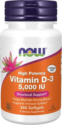 Сыворотка с витаминами Now Foods Витамин D-3 Высокая потенция для поддержки структуры