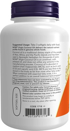 Мягкие капсулы Now Foods Virgin Coconut Oil