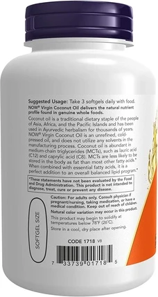 Мягкие капсулы Now Foods Virgin Coconut Oil