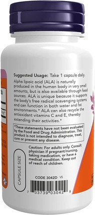 Сыворотка с витаминами Now Foods Альфа-липоевая кислота