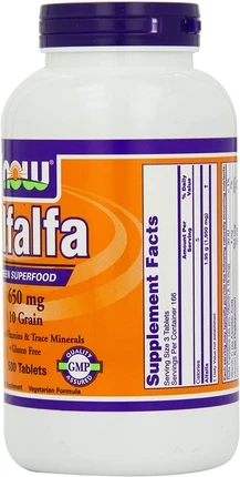 Таблетки Now Foods Alfalfa 650 мг