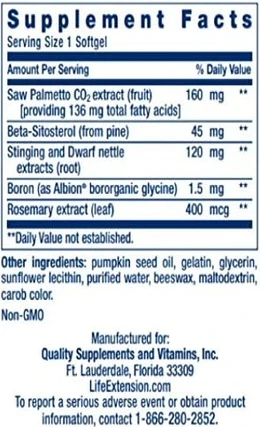 Витаминная Сыворотка Life Extension Super Saw Palmetto Nettle Root Formula с Бета-Ситостеролом