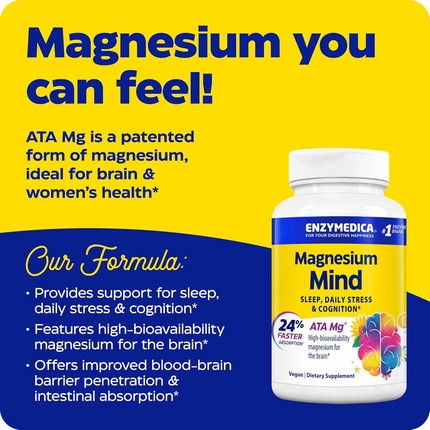 Mineral Enzymedica Magnesium Mind с ATA Mg для более быстрого усвоения