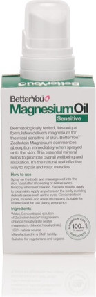 Спрей BetterYou Magnesium Oil Sensitive для суставов и мышц