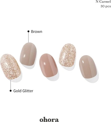 Полоски Ohora Semi Cured Gel Nail Strips N Carmel