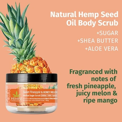 Скраб для Тела Hempz Sugar Body Scrub — Натуральный Отшелушивающий Скраб с Маслом Ши, Сахаром и Солью