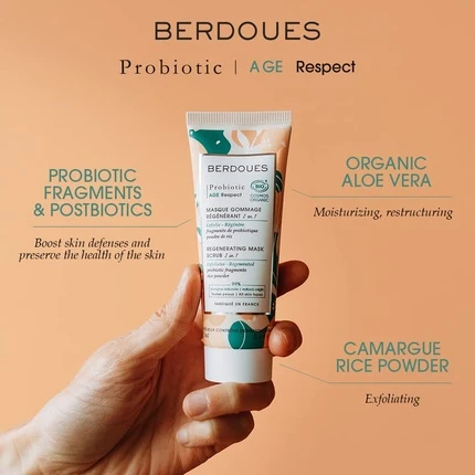 Отшелушивающее средство Berdoues Probiotic Age Respect Регенерирующая Маска-Скраб 2 в 1