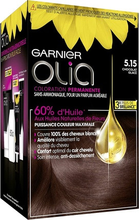 Стойкая крем-краска для волос Garnier Olia без аммиака на масляной основе, оттенок Каштановый Шоколадный Глазированный