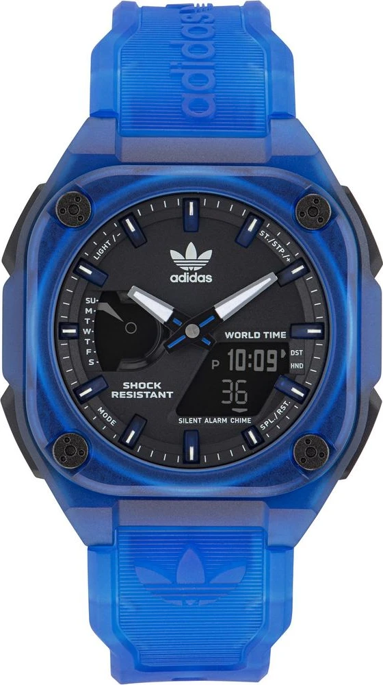 Синие резиновые спортивные часы Adidas