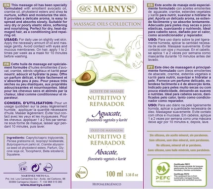 Массажное масло для тела Marny's Avocado Oil