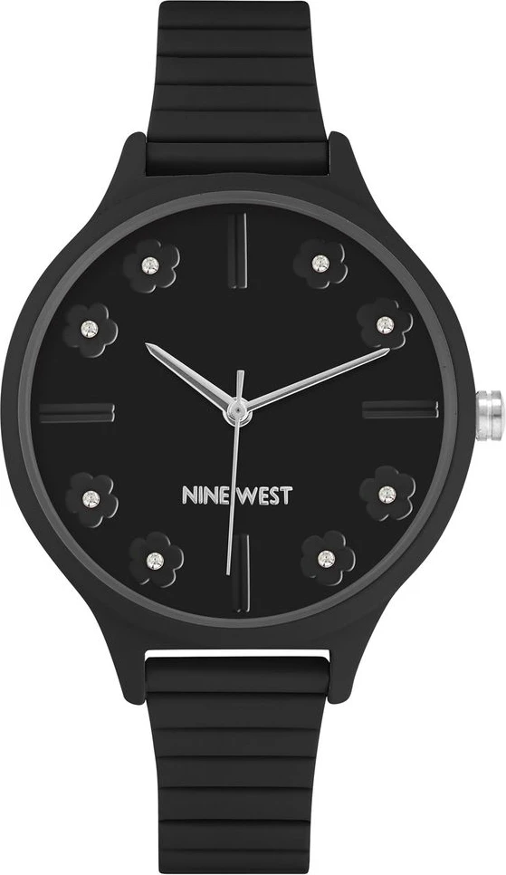 Черные пластиковые часы Nine West