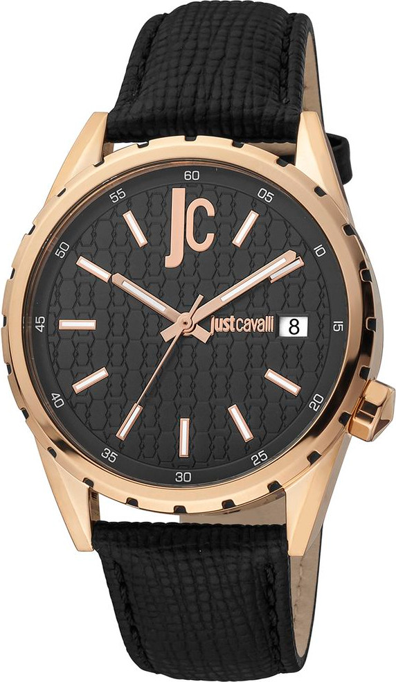 Just Cavalli Black Leather Dress Watch
