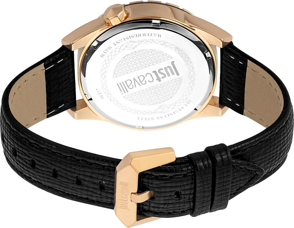 Just Cavalli Black Leather Dress Watch