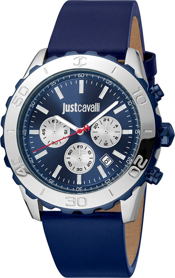 Синие кожаные спортивные часы Just Cavalli
