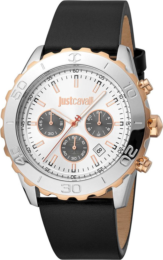 Черные кожаные спортивные часы Just Cavalli