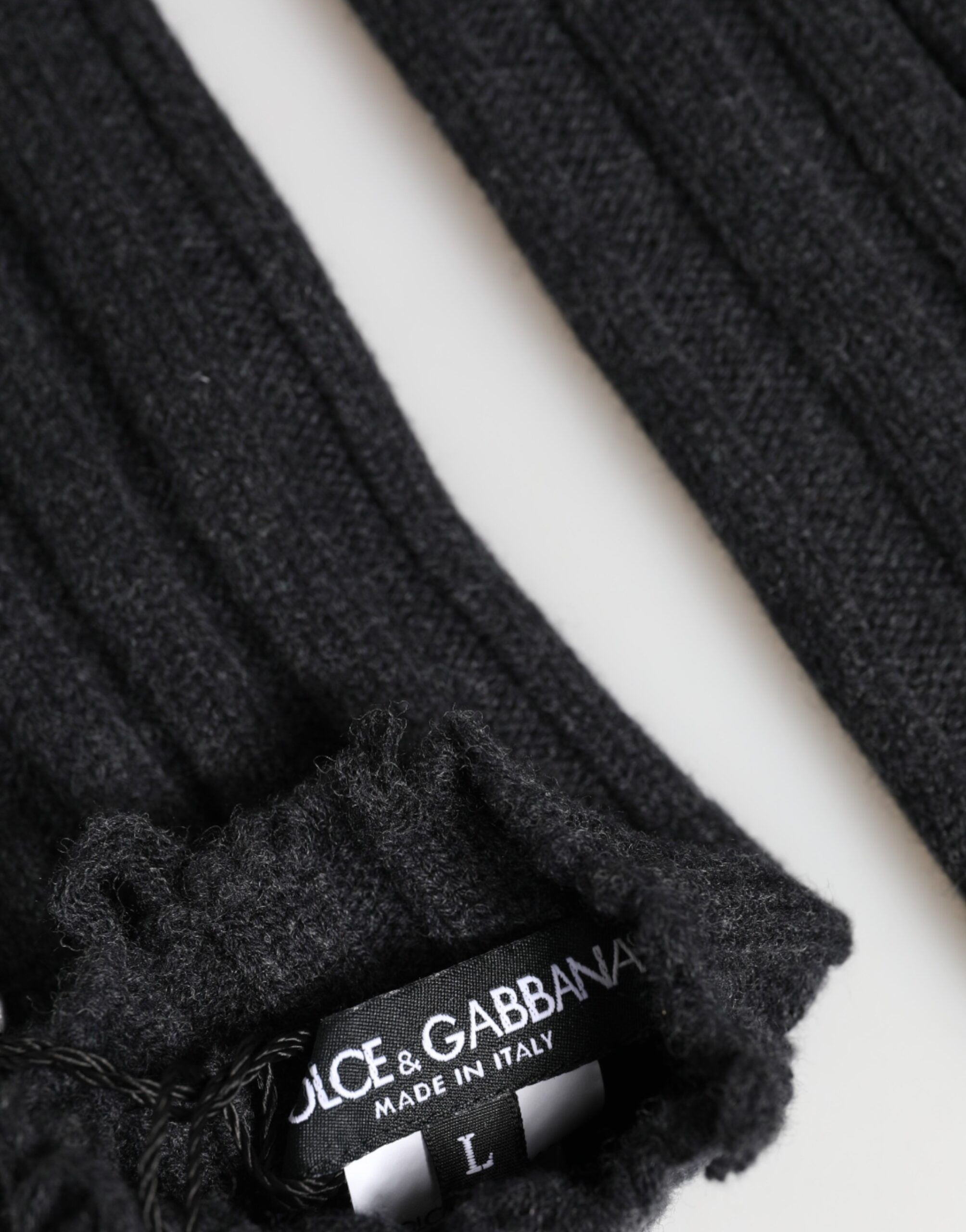 Черные вязаные перчатки без пальцев из шерсти Virgin Dolce & Gabbana
